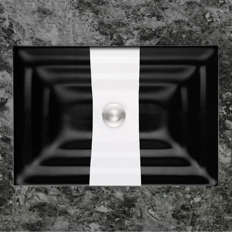 Linkasink AG13B Ribbon Medium Rectangular - Black Glass with White accent