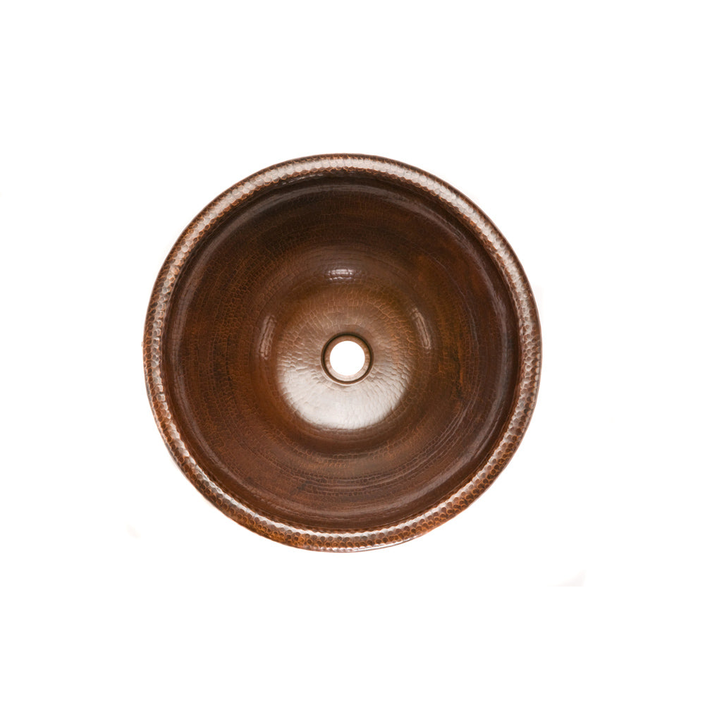 Premier Round Self Rimming Hammered Copper Sink LR17RDB