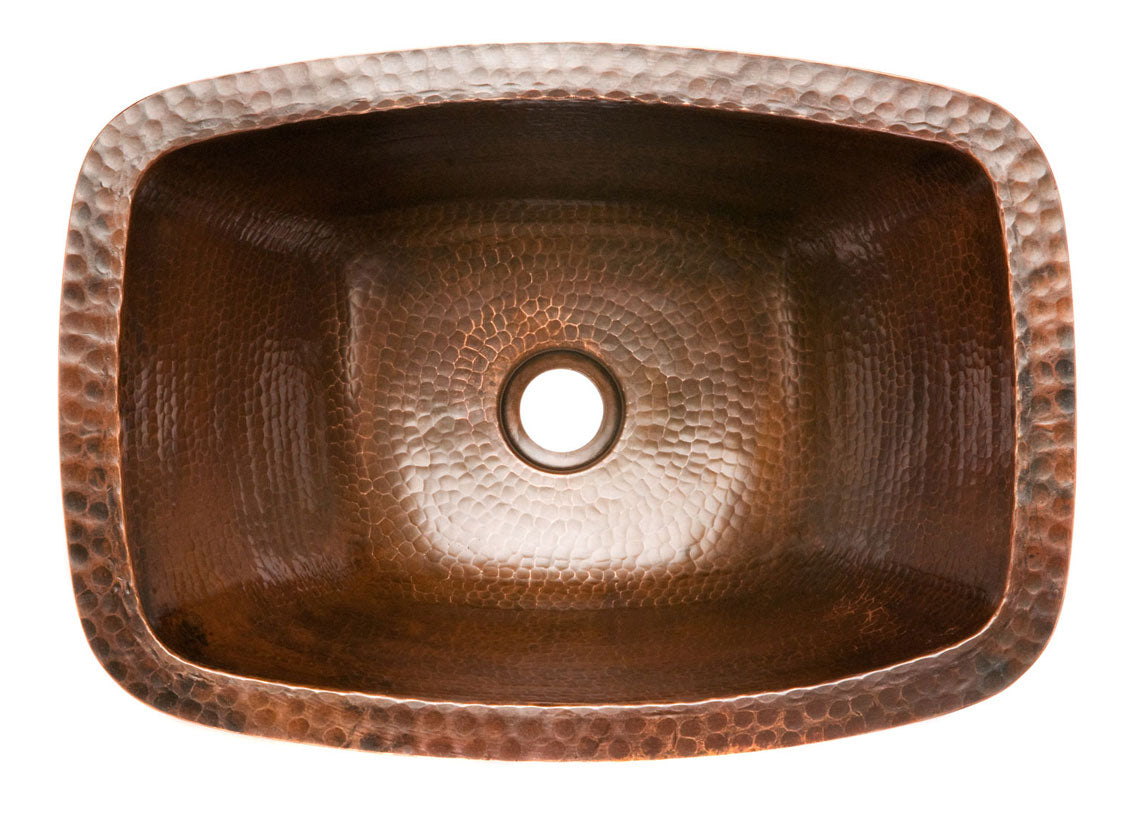 Premier Rectangle Hammered Copper Bathroom Sink  LRECDB