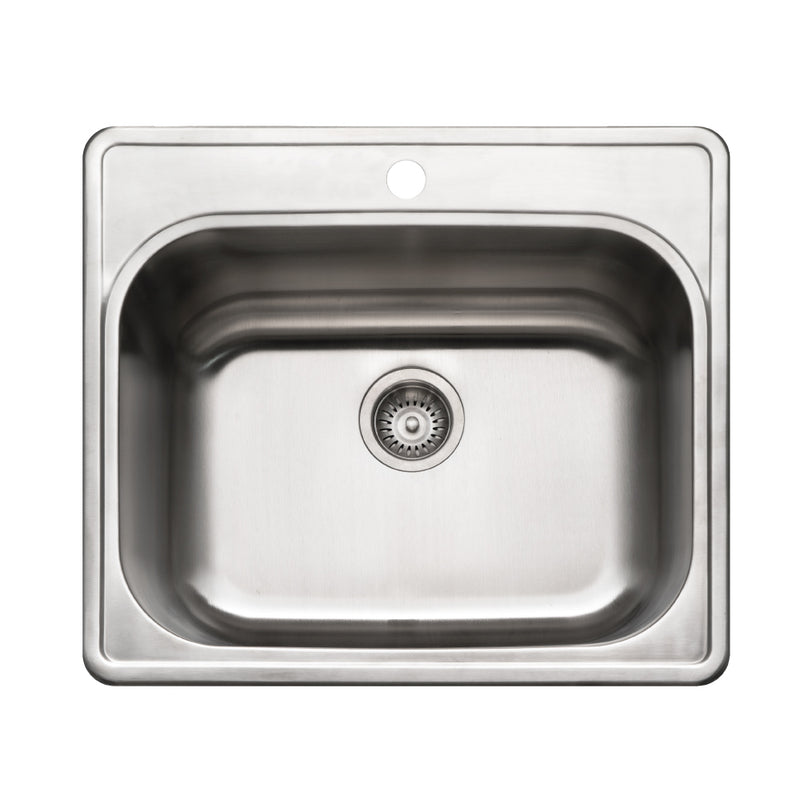 Houzer LTS-2522-1-5 Laundry 25 Inch Stainless Steel Drop-In Topmount 1-Hole Single Bowl Sink