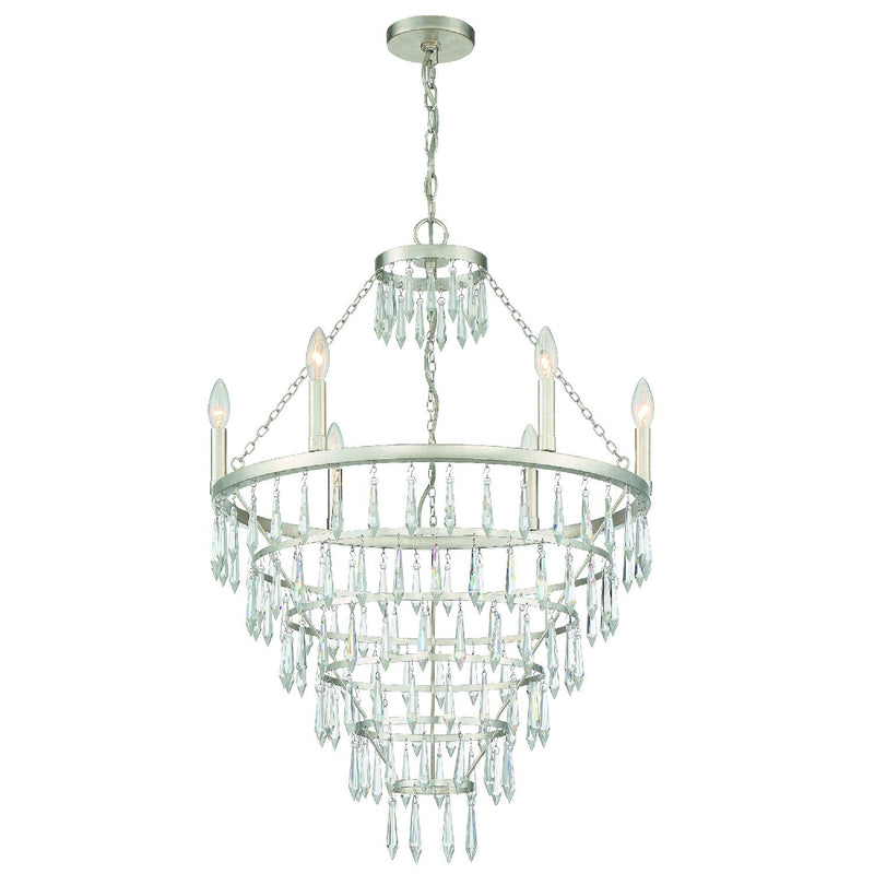Crystorama LUC-A9066-SA Lucille 6 Light Chandelier - Antique Silver