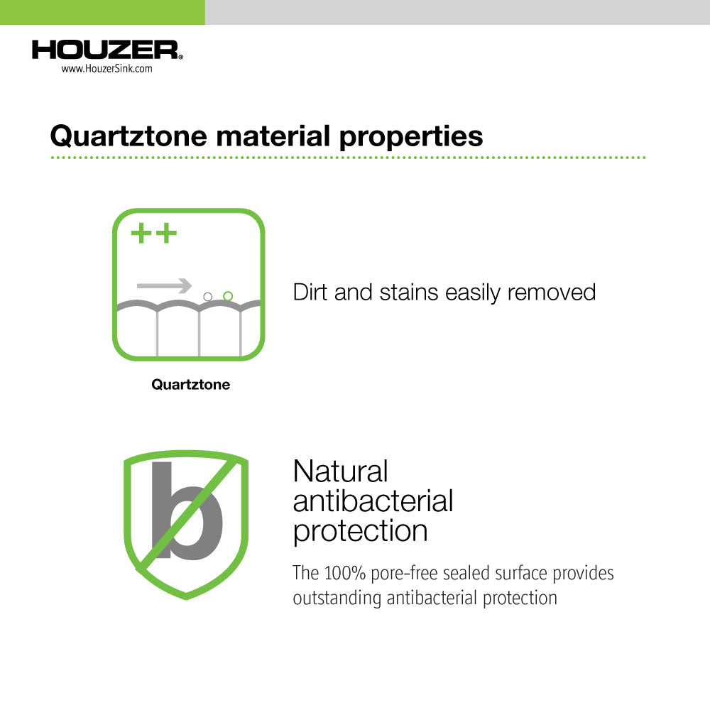 Houzer M-175U Quartztone 33 inch Cloud Granite Composite Undermount 60/40 Double Bowl Kitchen Sink - Parent