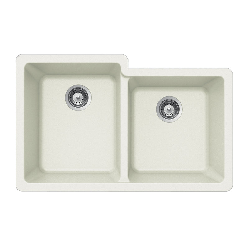 Houzer M-175U Quartztone 33 inch Cloud Granite Composite Undermount 60/40 Double Bowl Kitchen Sink - Parent