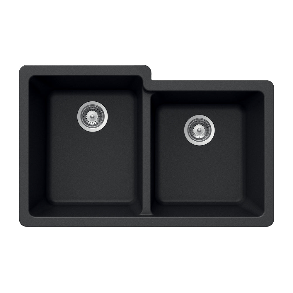 Houzer M-175U Quartztone 33 inch Cloud Granite Composite Undermount 60/40 Double Bowl Kitchen Sink