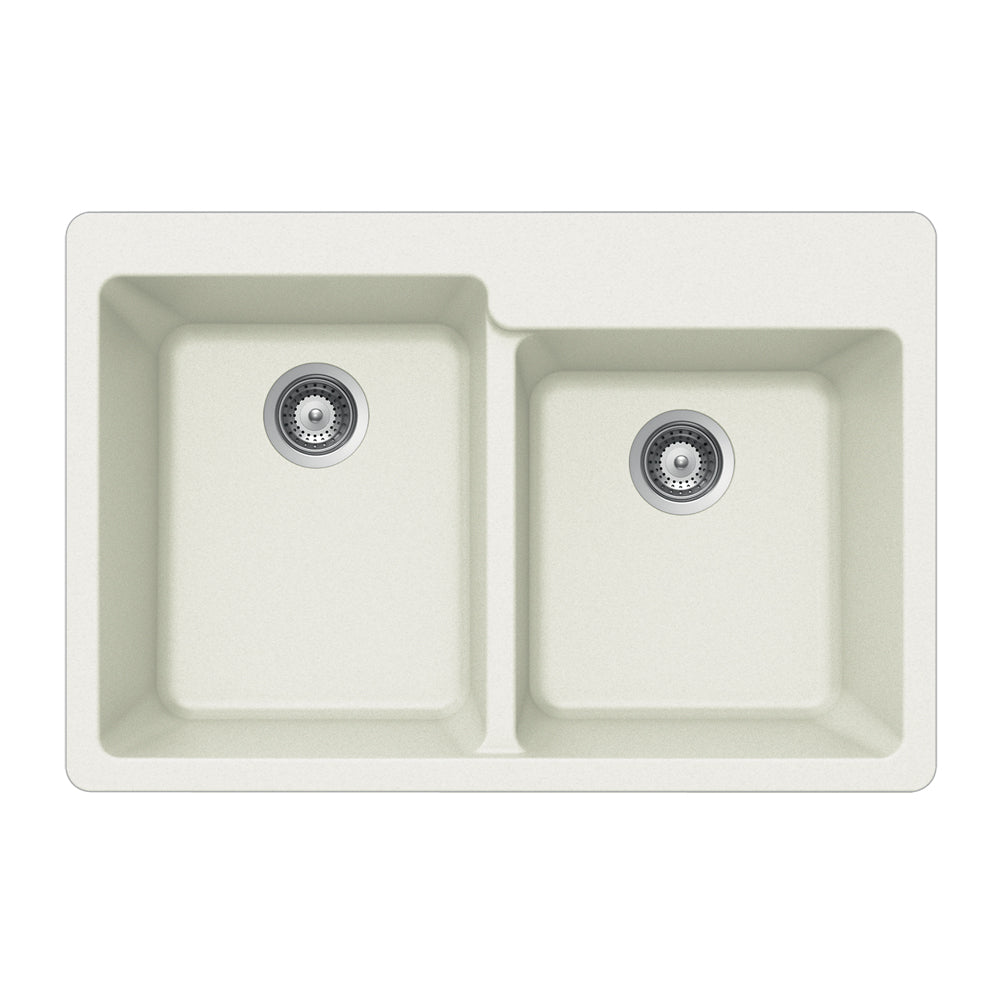 Houzer M-175 Quartztone 33 inch Cloud Granite Composite Drop-in Topmount 60/40 Double Bowl Kitchen Sink - Parent