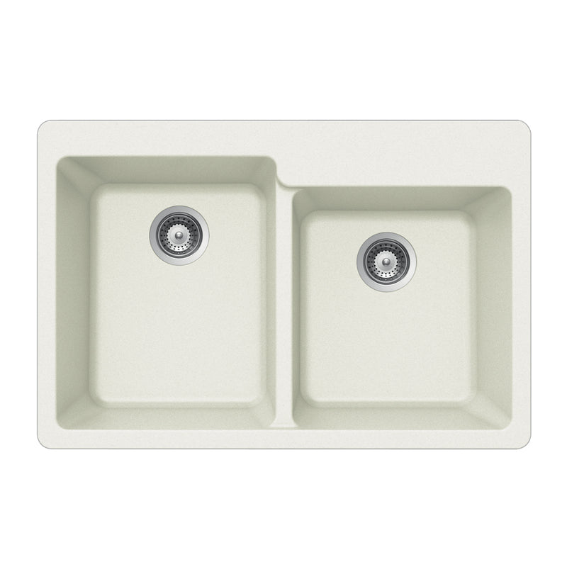 Houzer M-175 Quartztone 33 inch Cloud Granite Composite Drop-in Topmount 60/40 Double Bowl Kitchen Sink - Parent