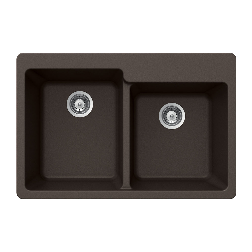 Houzer M-175 Quartztone 33 inch Cloud Granite Composite Drop-in Topmount 60/40 Double Bowl Kitchen Sink