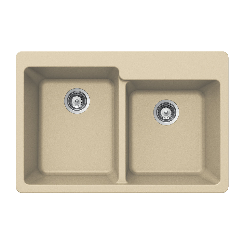 Houzer M-175 Quartztone 33 inch Cloud Granite Composite Drop-in Topmount 60/40 Double Bowl Kitchen Sink