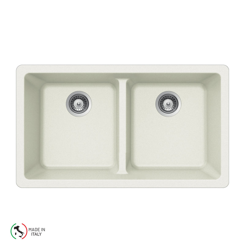 Houzer M-200U Cassiano Italian 33 inch Cloud Granite Composite Undermount 50/50 Double Bowl Kitchen Sink - Parent