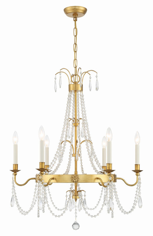 Crystorama MAI-18606-GA Maizey 6 Light Chandelier - Antique Gold