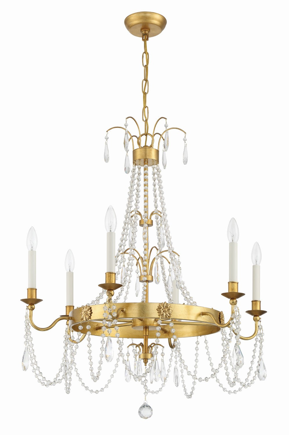 Crystorama MAI-18606-GA Maizey 6 Light Chandelier - Antique Gold