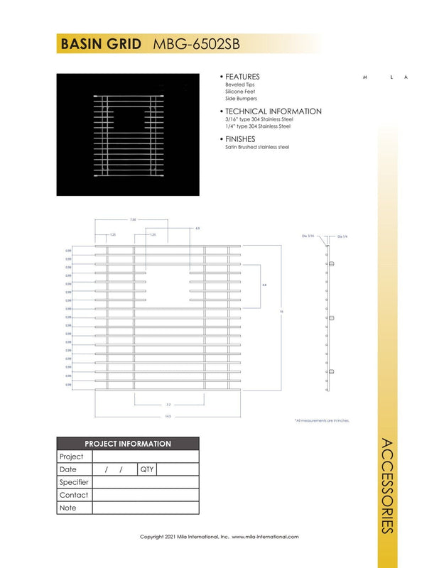 Mila MBG-6502SB Basin Grid