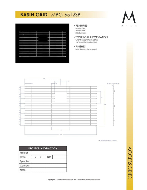 Mila MBG-6512SB Basin Grid