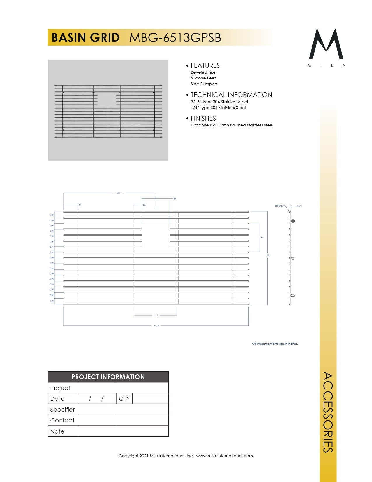 Mila MBG-6513SB Basin Grid