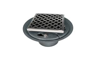 Infinity Drain MD 4-2A 4” x 4” MD 4 - Strainer - Moor Pattern & 2" Throat w/ABS Drain Body 2” Outlet