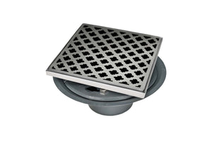 Infinity Drain MD 5-2P 5” x 5” MD 5 - Strainer - Moor Pattern & 2" Throat w/PVC Drain Body 2” Outlet