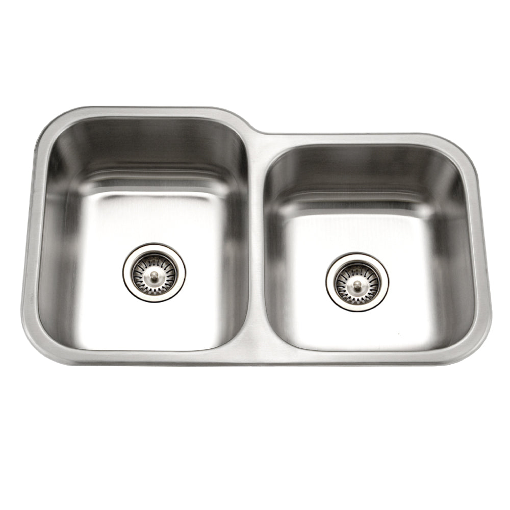 Houzer MEC-3220SR-20 Medallion Classic 32 Inch Stainless Steel Undermount 60/40 Double Bowl With Small Right Bowl Kitchen Sink