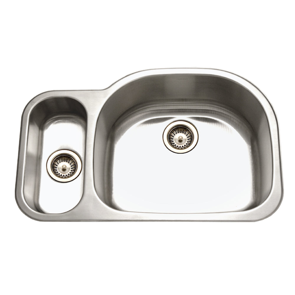 Houzer MG-3209SL-1 Medallion 32 Inch Stainless Steel Undermount 80/20 Double Small Left Bowl Kitchen Sink