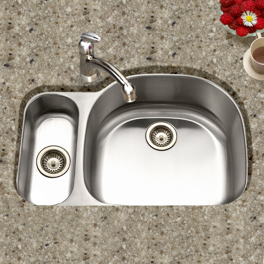 Houzer MG-3209SL-1 Medallion 32 Inch Stainless Steel Undermount 80/20 Double Small Left Bowl Kitchen Sink