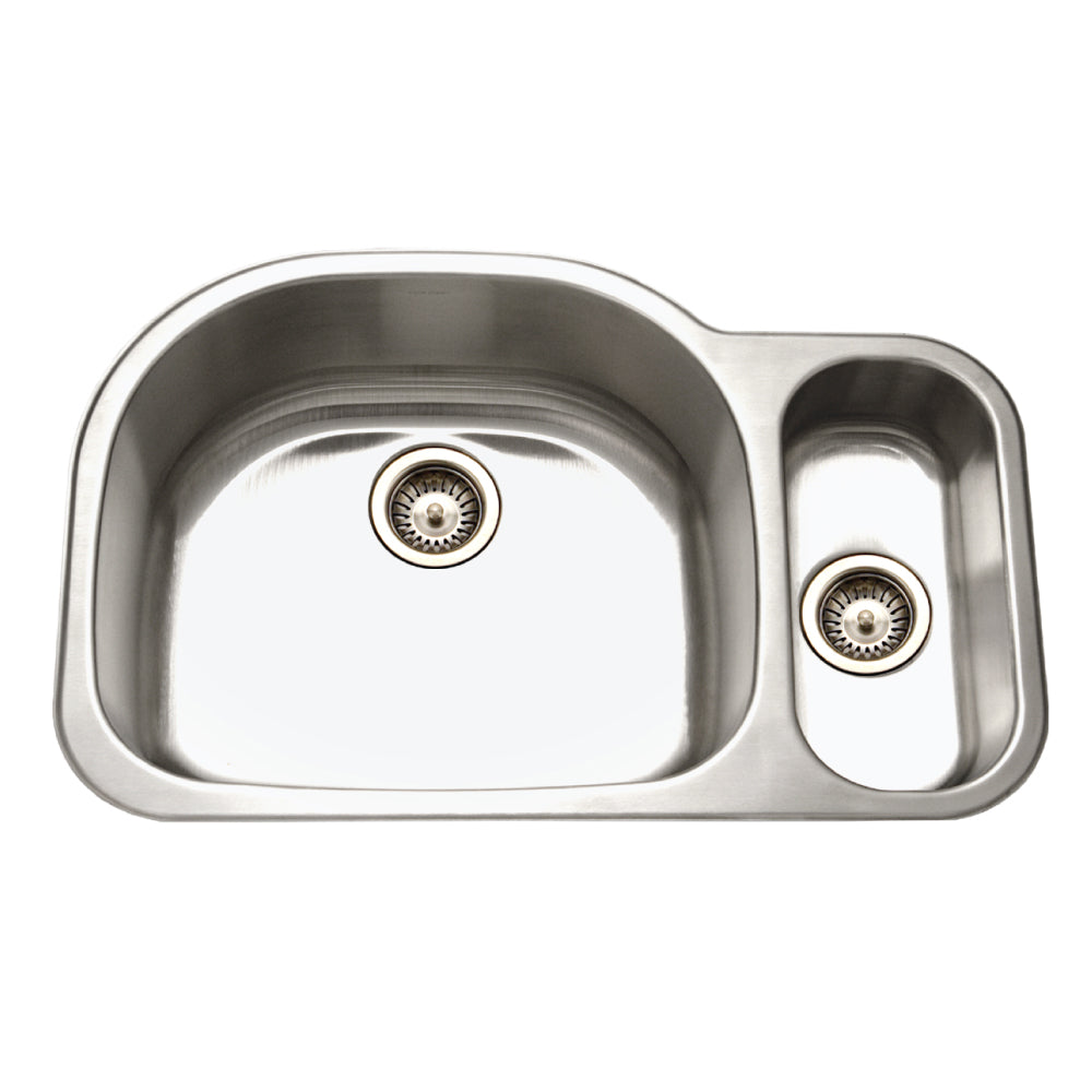 Houzer MG-3209SR-20 Medallion 32 Inch Stainless Steel Undermount 80/20 Double Small Right Bowl Kitchen Sink