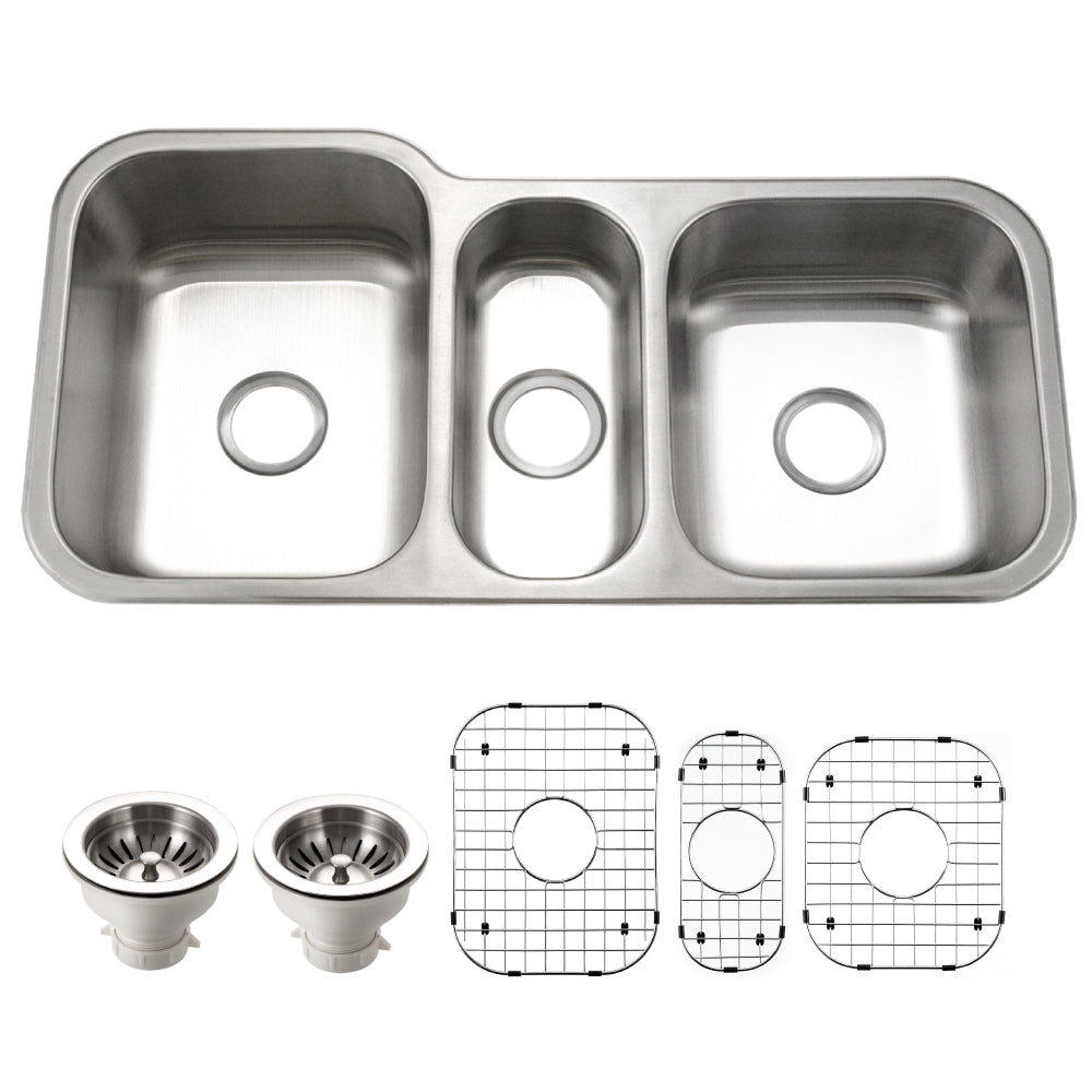 Houzer MGT-4120-C Medallion 40 Inch Stainless Steel Undermount Triple Bowl Kitchen Sink