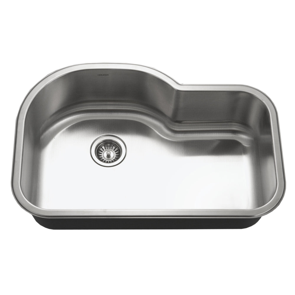 Houzer MH-3200-1 Medallion Designer 32 Inch Stainless Steel Undermount Offset Single Bowl Kitchen Sink