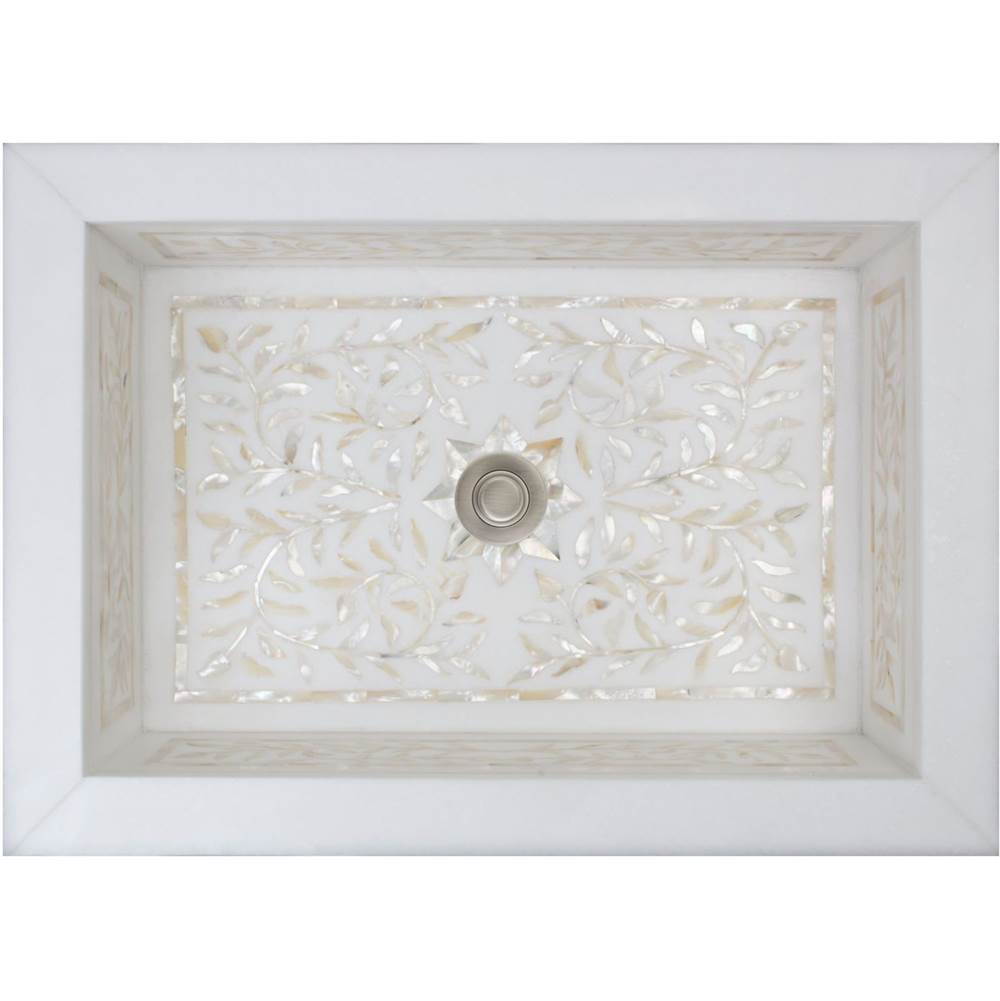 Linkasink MI01 W Floral Mother Of Pearl Inlay - Drop In - White Marble