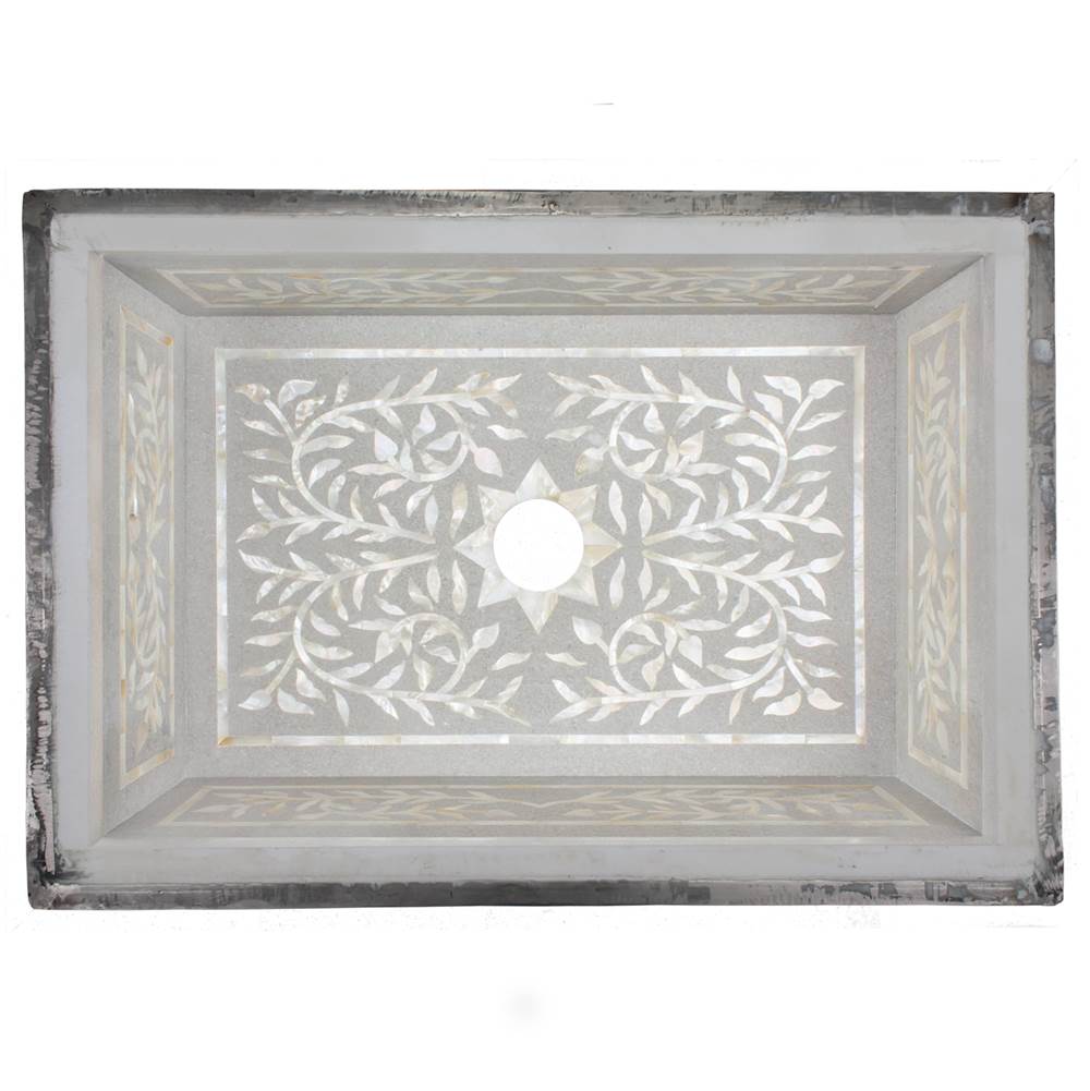 Linkasink MI02 W Floral Mother Of Pearl Inlay - Undermount - White Marble