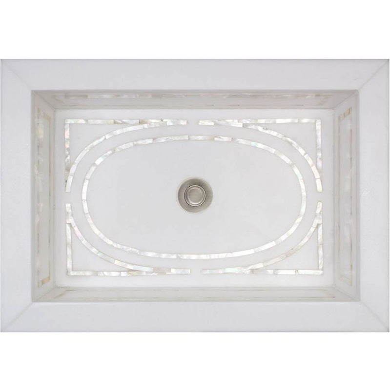 Linkasink MI04 W Graphic Mother Of Pearl Inlay - Undermount - White Marble