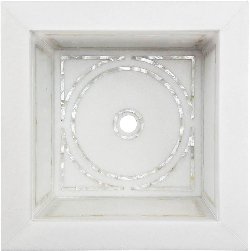 Linkasink MI07 W Graphic Mother Of Pearl Inlay Bar Sink - Drop-In - White Marble