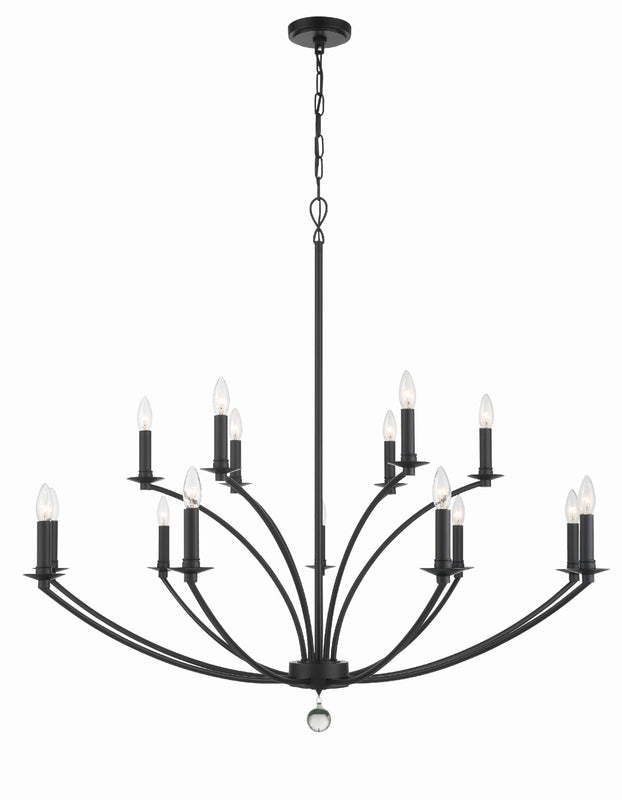 Crystorama MIL-8015-BK Mila 15 Light Chandelier - Black