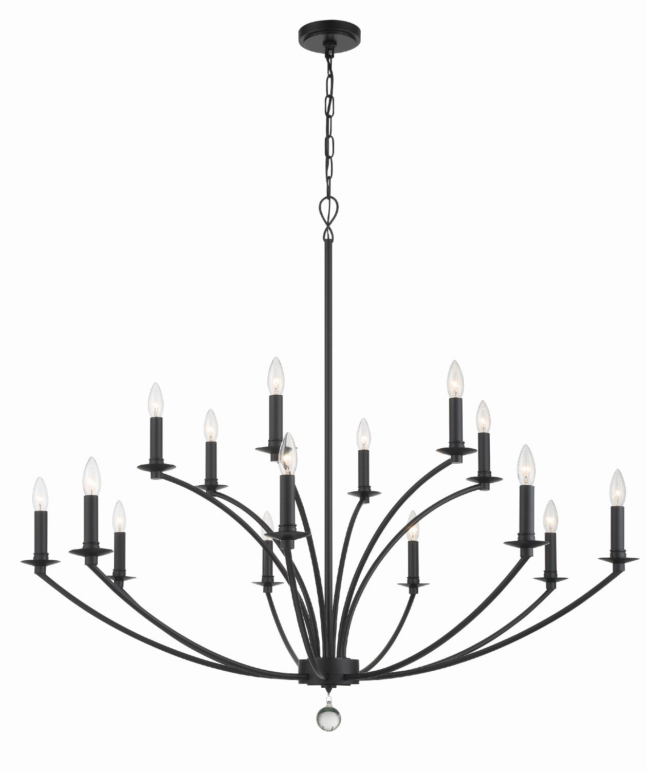 Crystorama MIL-8015-BK Mila 15 Light Chandelier - Black