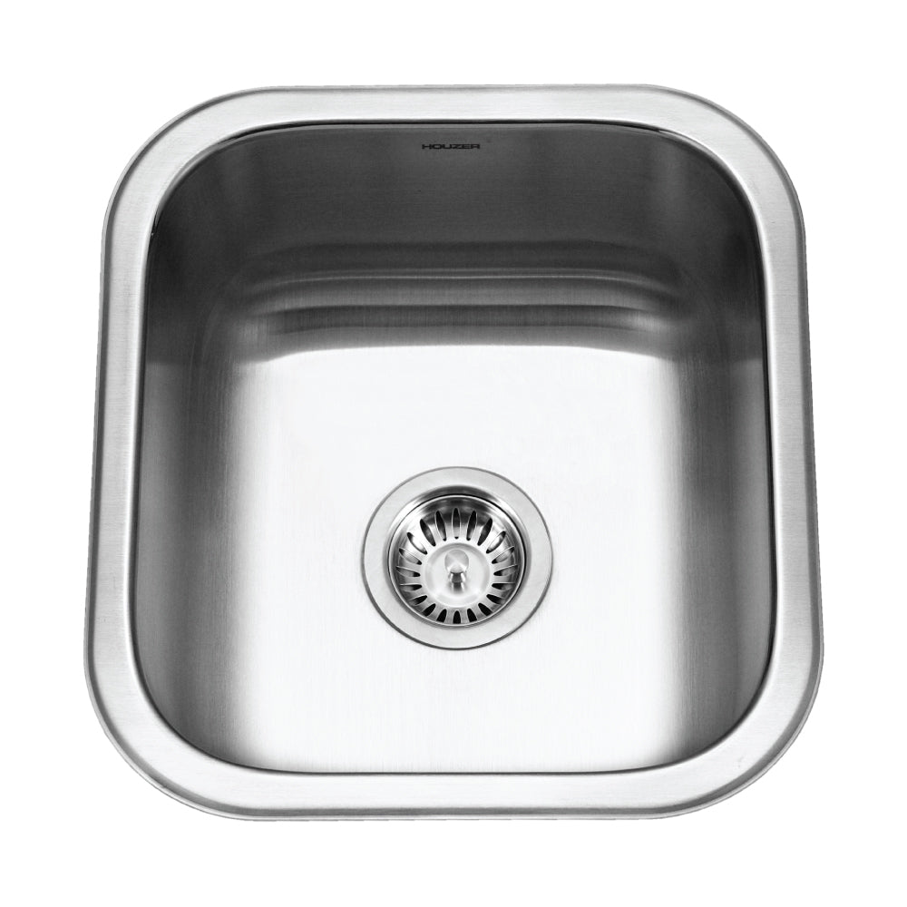 Houzer MS-1708-1 Club 17 Inch Stainless Steel Undermount Bowl Bar and Prep Sink