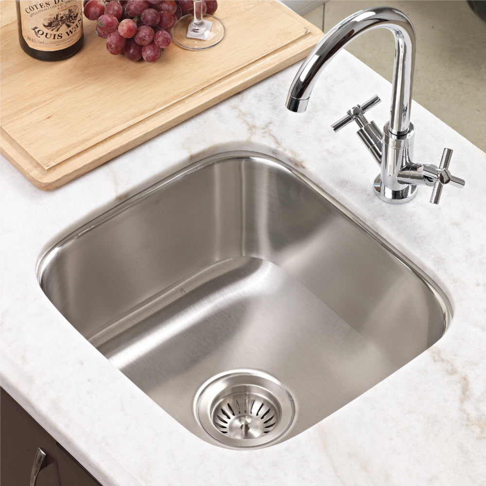 Houzer MS-1708-1 Club 17 Inch Stainless Steel Undermount Bowl Bar and Prep Sink
