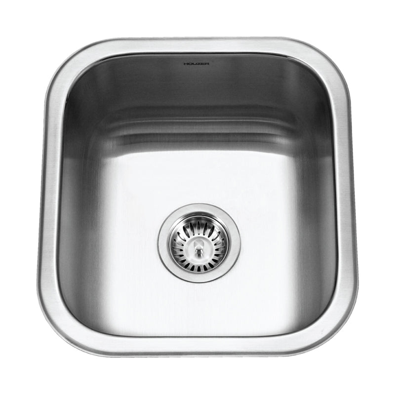 Houzer MS-1708-1 Club 17 Inch Stainless Steel Undermount Bowl Bar and Prep Sink