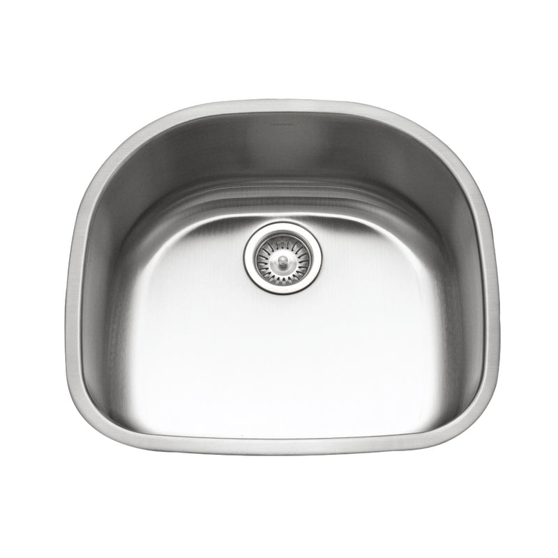 Houzer MS-2409-1 Medallion Designer 24 Inch Stainless Steel Undermount Single D Bowl Kitchen Sink