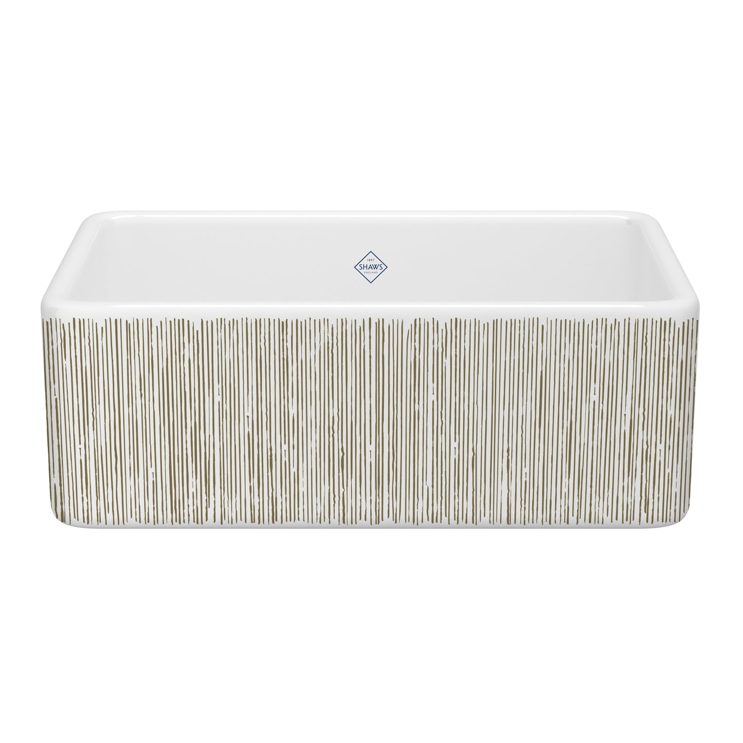 Shaws MS3018 Shaker 30" Single Bowl Farmhouse Apron Front Fireclay Kitchen Sink With Eucalyptus Design