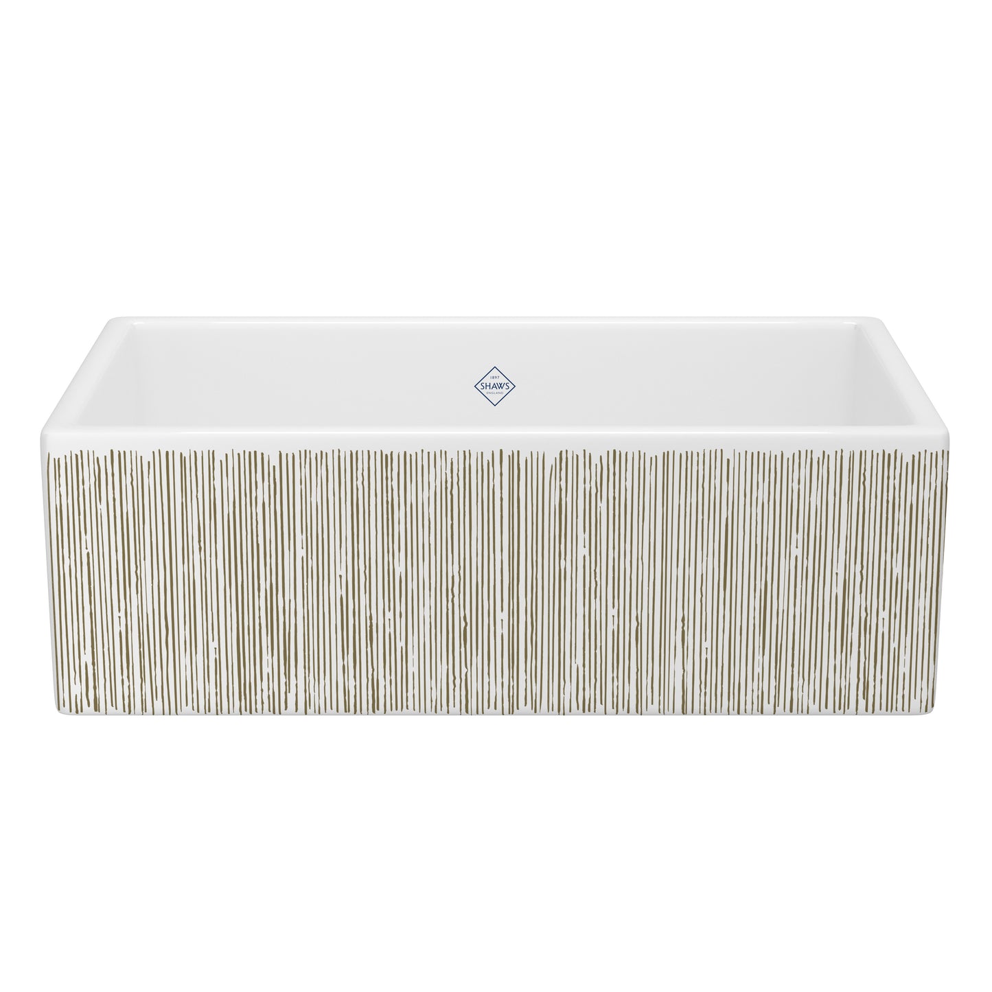 Shaws MS3318 Shaker 33" Single Bowl Farmhouse Apron Front Fireclay Kitchen Sink With Eucalyptus Design
