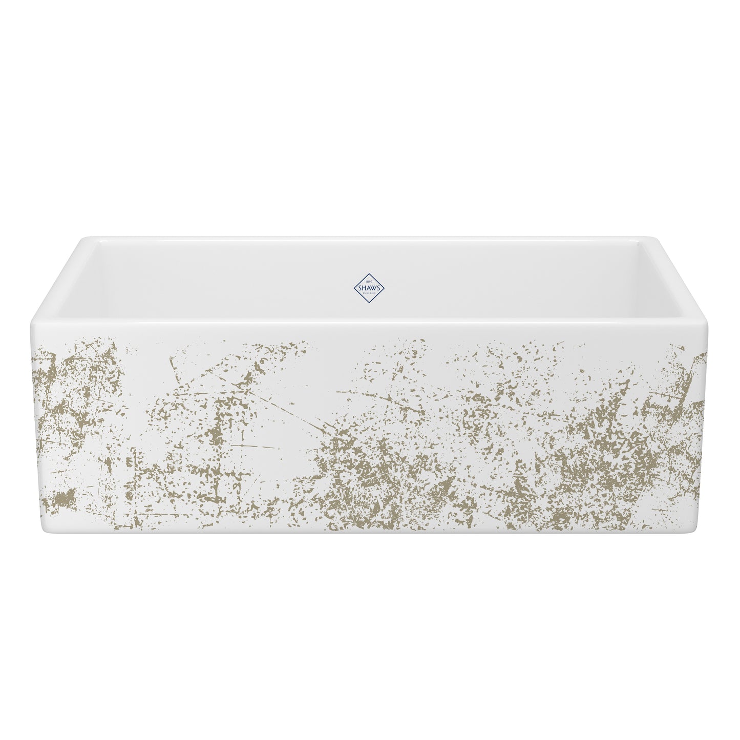 Shaws MS3318 Shaker 33" Single Bowl Farmhouse Apron Front Fireclay Kitchen Sink With Eucalyptus Design