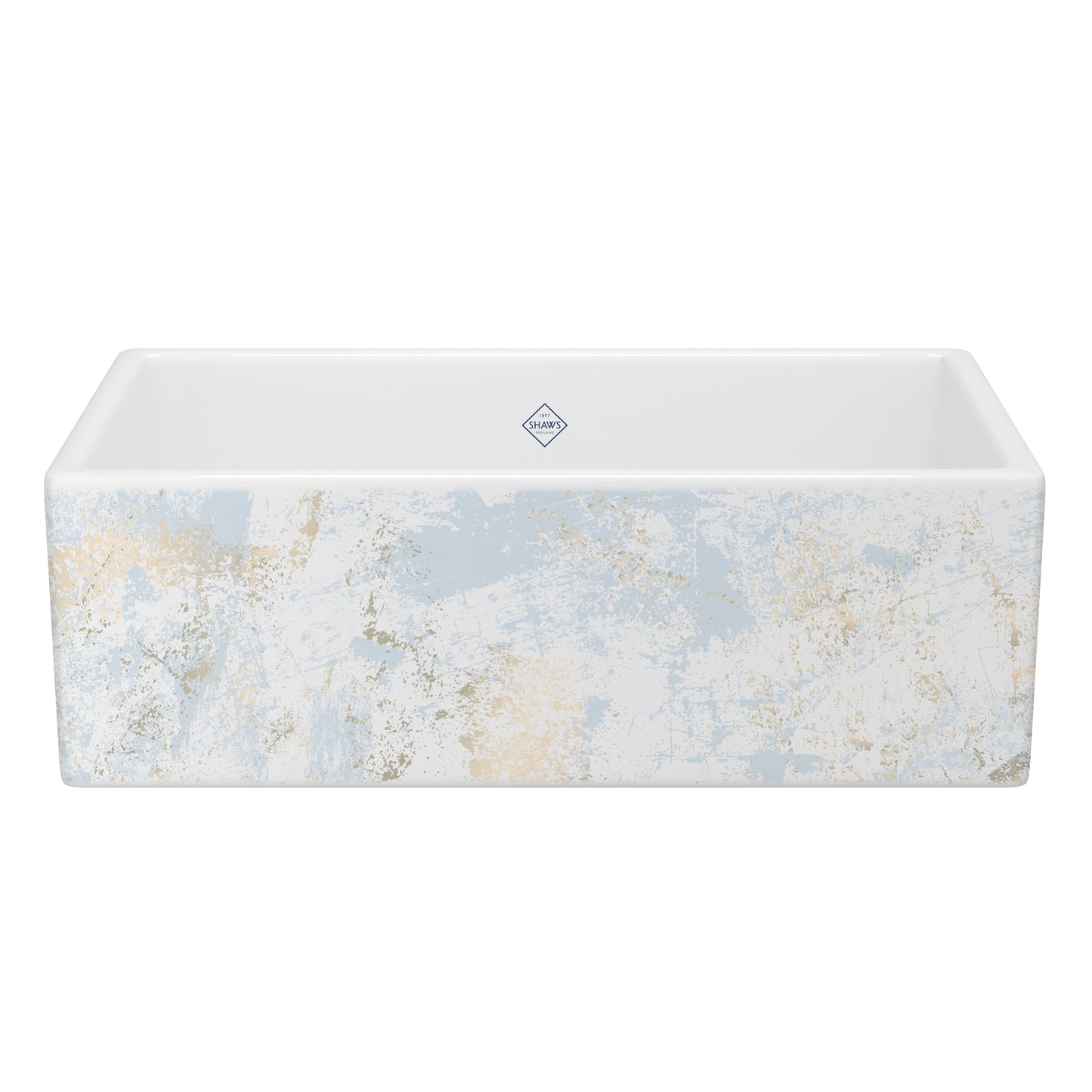 Shaws MS3318 Shaker 33" Single Bowl Farmhouse Apron Front Fireclay Kitchen Sink With Eucalyptus Design