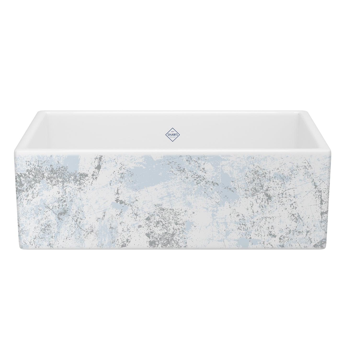 Shaws MS3318 Shaker 33" Single Bowl Farmhouse Apron Front Fireclay Kitchen Sink With Eucalyptus Design