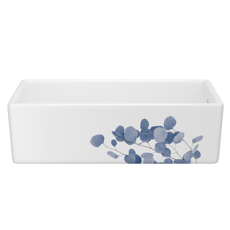 Shaws MS3618 Shaker 36" Single Bowl Farmhouse Apron Front Fireclay Kitchen Sink With Eucalyptus Design - Parent