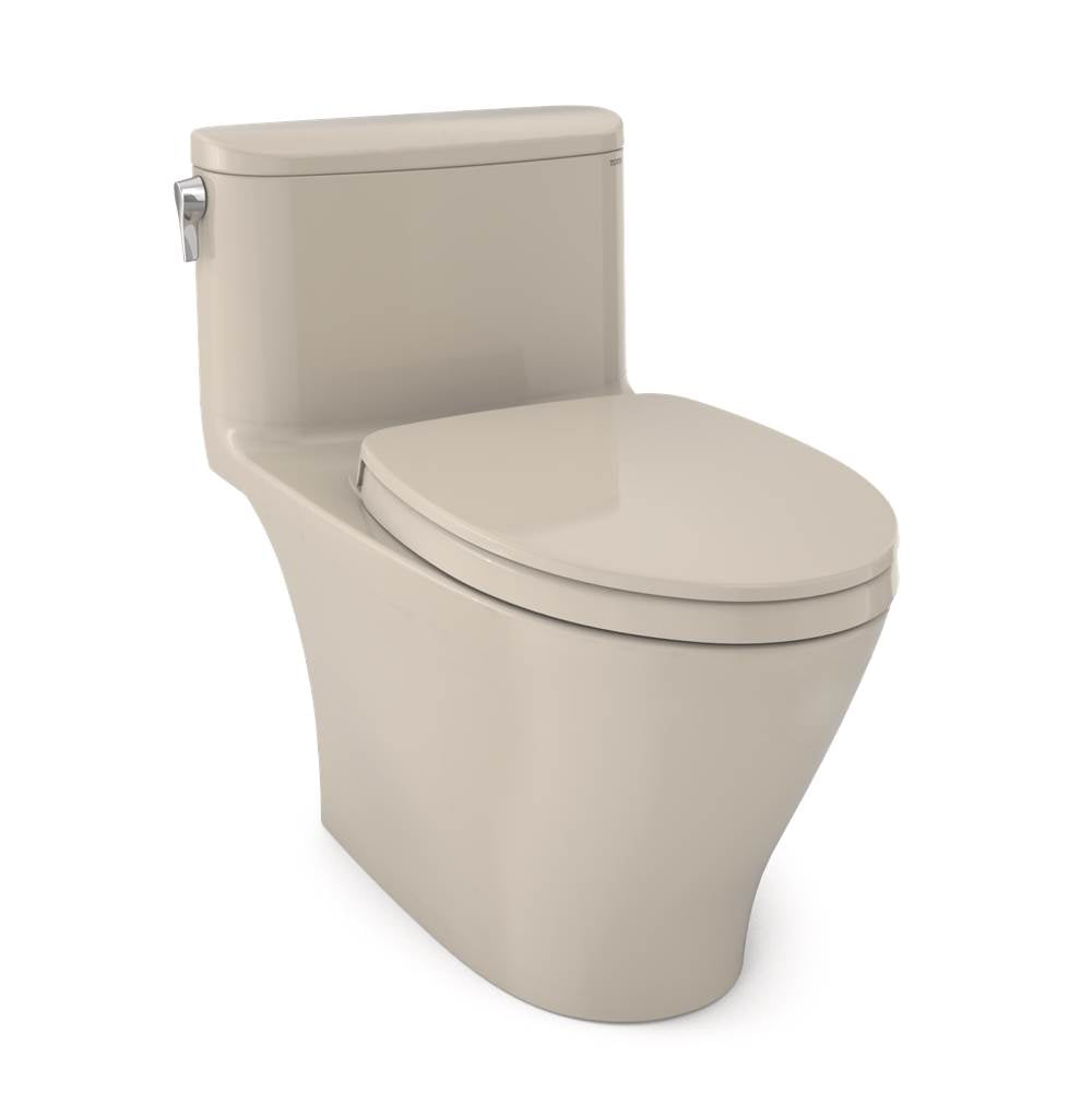 Toto MS642124CEFG Nexus One-Piece Elongated 1.28 GPF Universal Height Toilet With Cefiontect and Ss124 Softclose Seat, Washlet Ready