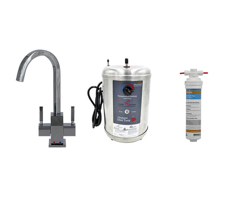 Mountain Plumbing MT1881DIY-NL Hot Cold Water Faucet with Contemporary Square Body Little Gourmet Premium Hot Water Tank - Parent
