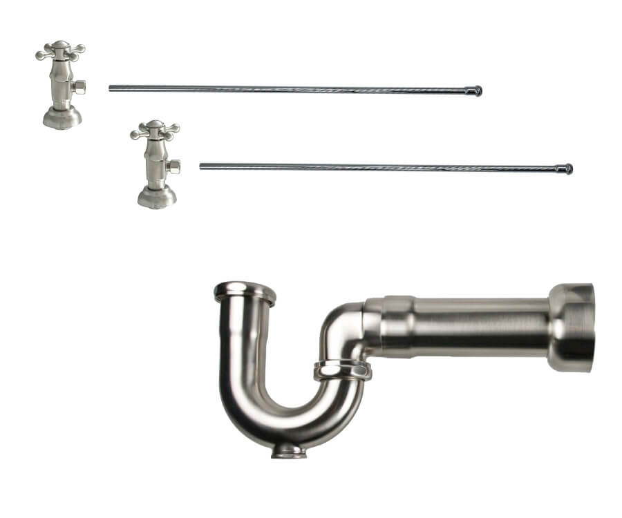 Mountain Plumbing MT3044-NL Lavatory Supply Kit w/Massachusetts P-Trap Angle Deluxe Cross Handle Compression Inlet - Parent