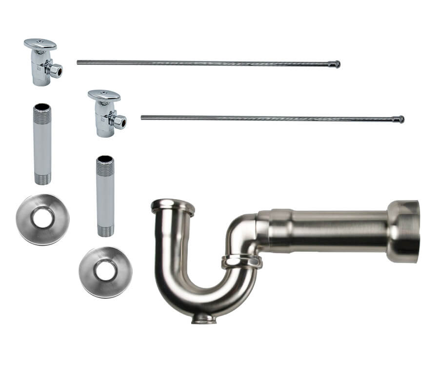 Mountain Plumbing MT3047-NL Lavatory Supply Kit w/Massachusetts P-Trap Angle Deluxe Brass Oval Handle - Parent
