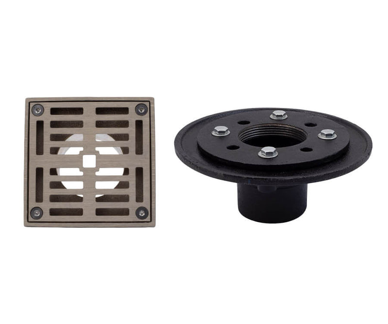 Mountain Plumbing MT506C 4" Square Complete Shower Drain - Cast Iron - Antique Copper