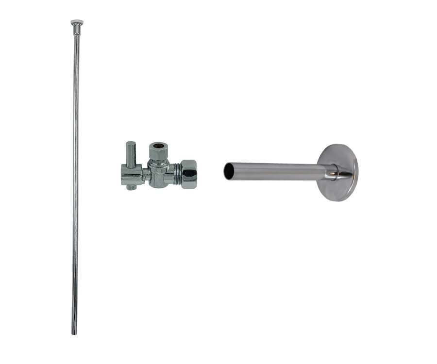 Mountain Plumbing MT582BL-NL Toilet Supply Kit - Mini Lever Handle with 1/4 Turn Ball Valve - Angle, Cover Tube, Flat Head Riser - Parent