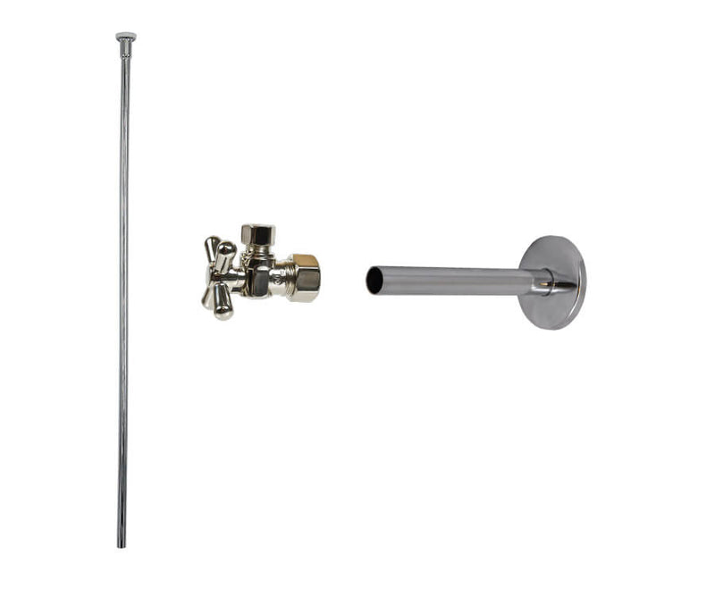 Mountain Plumbing MT582BX-NL Toilet Supply Kit - Brass Cross Handle with 1/4 Turn Ball Valve - Angle, Cover Tube, Flat Head Riser - Parent