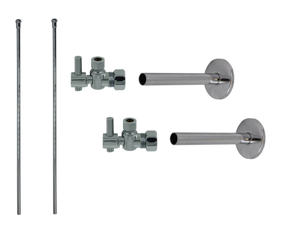 Mountain Plumbing MT593BL-NL Lavatory Supply Kit - Mini Lever Handle with 1/4 Turn Ball Valve - Angle, Cover Tubes - Parent
